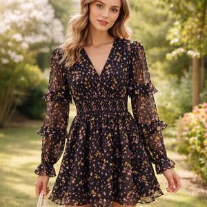 Hill House Home The Sofie Smocked Waist Mini Dress 100% Viscose XS
